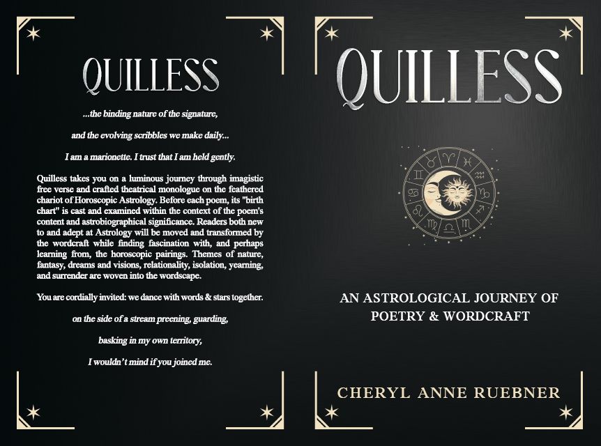 The front and back cover of Quilless: An Astrological Journey of Poetry & Wordcraft
